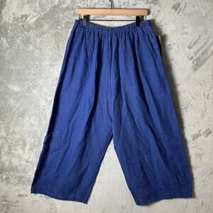 Bryn Walker Casbah Wide Leg Pull-On Elastic Pants XL 100% Linen‎ Lagenlook New